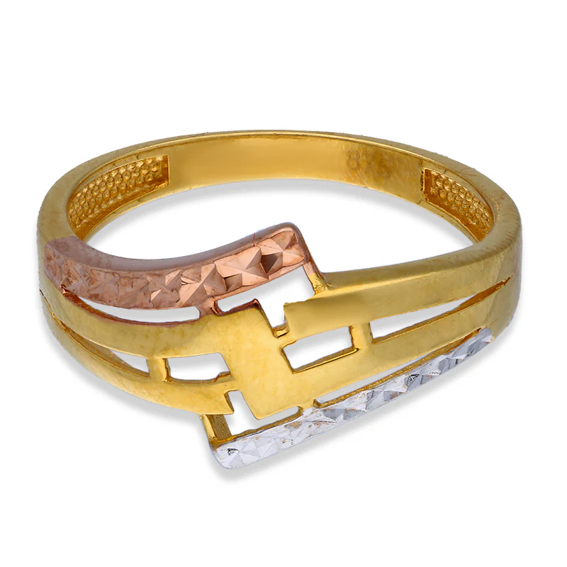 Tri Tone Gold Ring 21KT - FKJRN21KU2112 - Image 2
