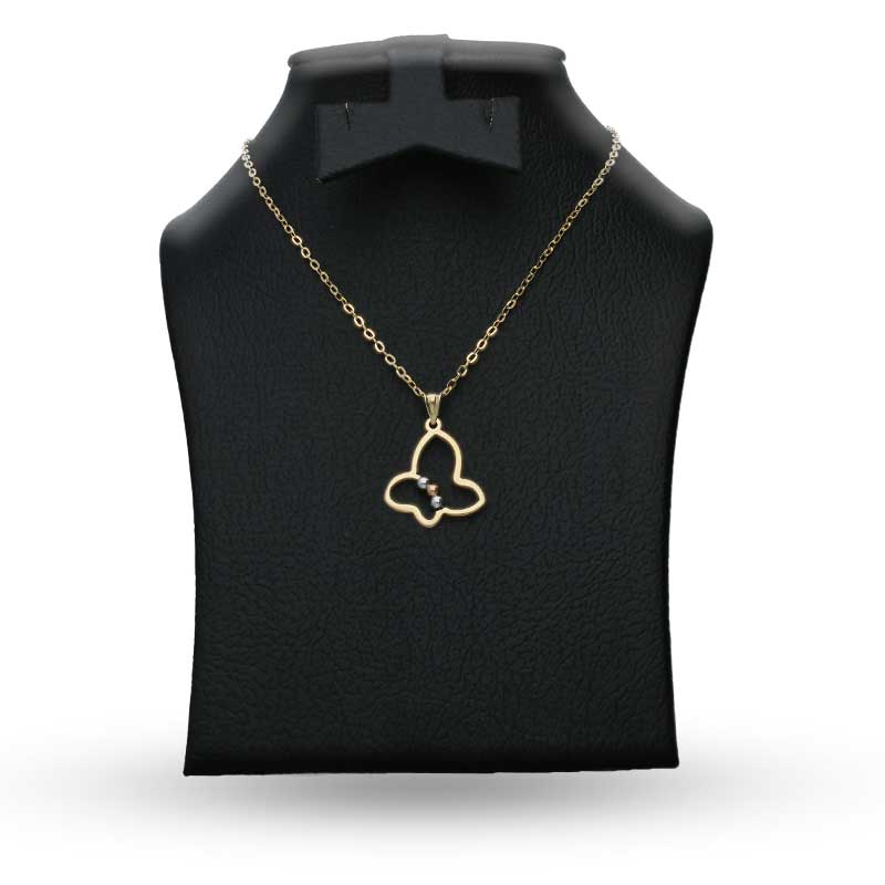 Trio Tone Gold Necklace (Chain with Butterfly Pendant) 18KT - FKJNKL18KU1095 - Image 3