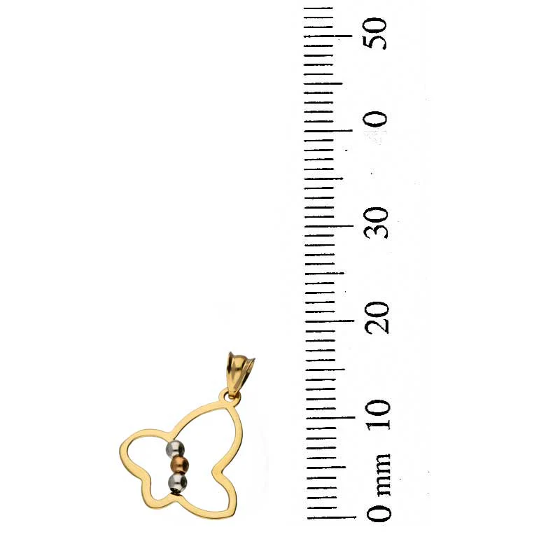 Trio Tone Gold Necklace (Chain with Butterfly Pendant) 18KT - FKJNKL18KU1095 - Image 4