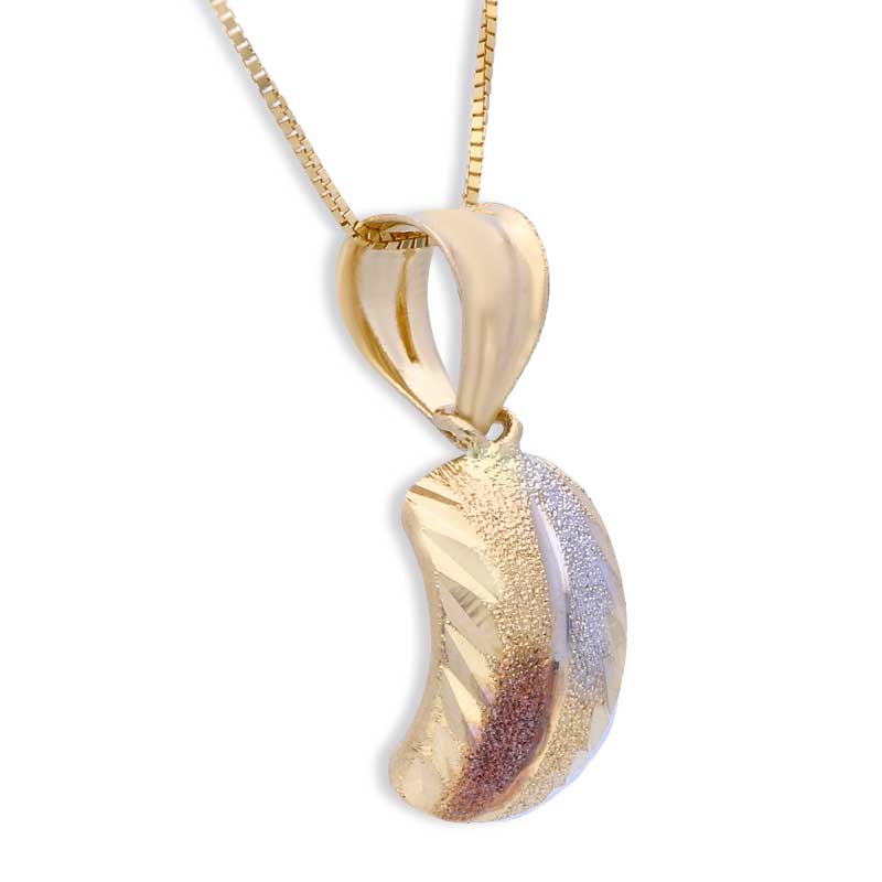 Trio Tone Gold Pendant Set (Necklace and Earrings) 18KT - FKJNKLST18KU2014 - Image 3